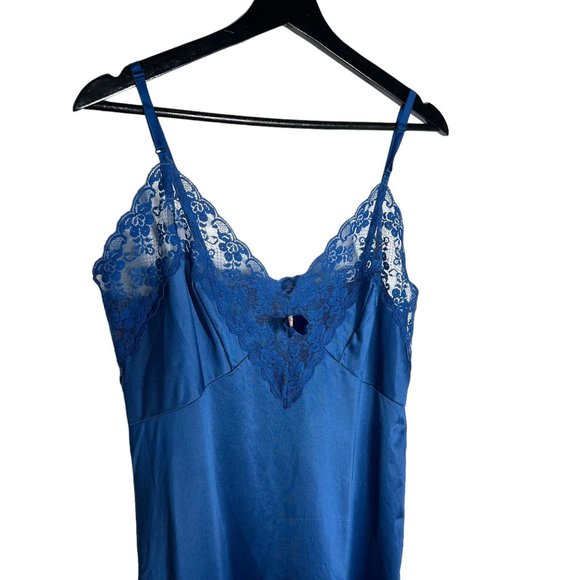 Vintage 60s Blue Lace Below Knee Slip Large - Picture 2 of 7